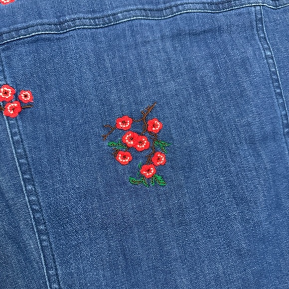 Madewell Embroidered Floral Denim Shirt Dress 2 NWT Pockets - Picture 7 of 12